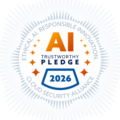 AI Trustworthy Pledge 2026 badge, from the Cloud Security Alliance